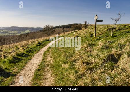 Blick auf den Cleveland Way Fußweg bei Sutton Bank, North Yorkshire, England, Großbritannien. Stockfoto