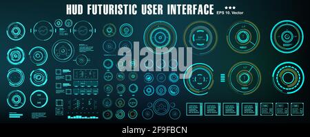 Futuristische HUD-Benutzeroberfläche. Sci-Fi futuristische hud-Dashboard-Anzeige Virtual Reality-Technologie-Bildschirm Stock Vektor