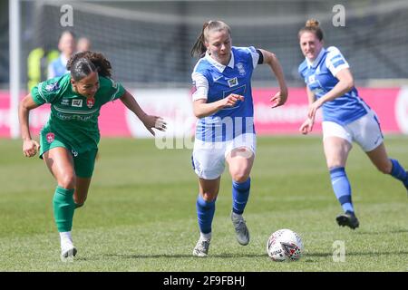 Solihull, West Midlands, Großbritannien. April 2021. Birmingham CityWomen 5 - 1 Coventry United in der vierten Runde des FA Vitality Cup. Veatriki Sarri aus Birmingham. Kredit: Peter Lopeman/Alamy Live Nachrichten Stockfoto