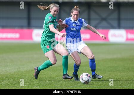 Solihull, West Midlands, Großbritannien. April 2021. Birmingham CityWomen 5 - 1 Coventry United in der vierten Runde des FA Vitality Cup. Rebecca Holloway aus Birmingham. Kredit: Peter Lopeman/Alamy Live Nachrichten Stockfoto