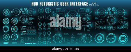 HUD futuristische grüne Benutzeroberfläche. Sci-Fi futuristische hud-Dashboard-Anzeige Virtual Reality-Technologie-Bildschirm Stock Vektor