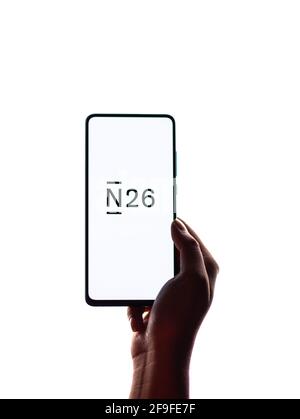 Assam, indien - 19. April 2021 : N26-Logo auf Telefonbildschirm Stock Bild. Stockfoto