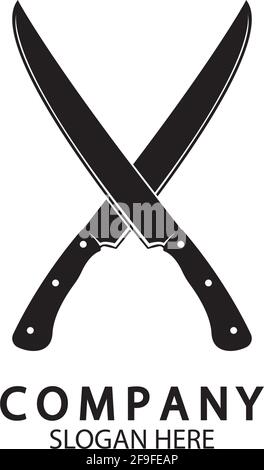 Das Symbol für gekreuzte Messer. Messer und Koch, Küchensymbol. Flache Abbildung Stock Vektor
