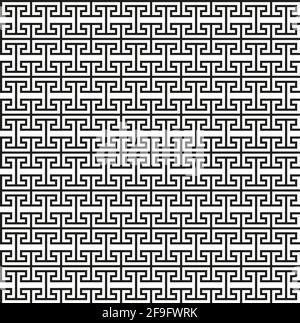 Griechischer Schlüssel nahtloses Muster. Geometrischer Mäander. Abstrakter Vektor Vintage Hintergrund Stock Vektor