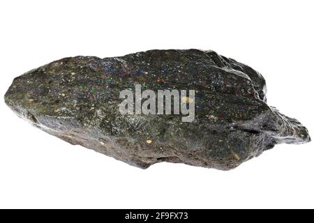 Schwarzer Matrix-Opal aus der Gualguire Mine, Honduras, isoliert auf weißem Hintergrund Stockfoto