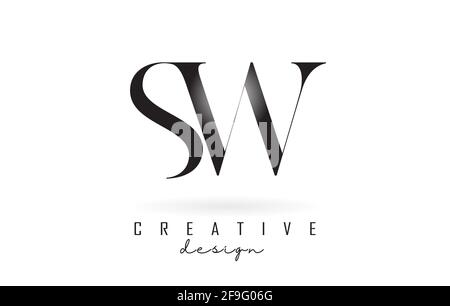 SW s w Letter Design Logo-Logo-Konzept mit Serifenschrift und elegantem Stil. Vektorgrafik Symbol mit den Buchstaben S und W. Stock Vektor