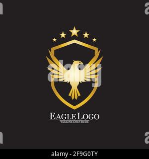 Golden Eagle mit Shield-Logo Stock Vektor