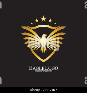 Golden Eagle mit Shield-Logo Stock Vektor