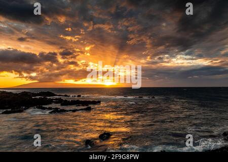 Kapalua Sonnenuntergang, Maui, Hawaii Stockfoto