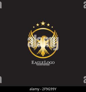 goldener Adler im Kreis-Logo-Design Stock Vektor