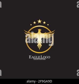 goldener Adler im Kreis-Logo-Design Stock Vektor
