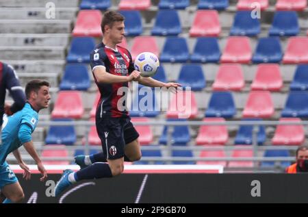 Bologna, Italien. April 2021. Bologna Mattias Svanbergwährend der italienischen Serie A Fußballspiel Bologna FC Spezia im Renato Dall'Ara Stadion in Bologna, Italien, 18. April 2021. Ph. Michele Nucci/LiveMedia Kredit: Unabhängige Fotoagentur/Alamy Live Nachrichten Stockfoto