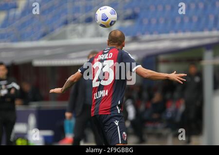 Bologna, Italien. April 2021. Bolognas Danilo Larangeira während des italienischen Fußballmatches der Serie A des FC Bologna Spezia im Renato Dall'Ara-Stadion in Bologna, Italien, 18. April 2021. Ph. Michele Nucci/LiveMedia Kredit: Unabhängige Fotoagentur/Alamy Live Nachrichten Stockfoto