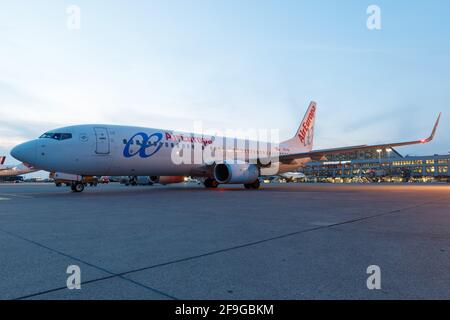 Stuttgart, 28. Februar 2018: Flugzeug der Air Europa Boeing 737 am Stuttgarter Flughafen (STR) in Deutschland. Boeing ist ein Flugzeughersteller mit Sitz Stockfoto