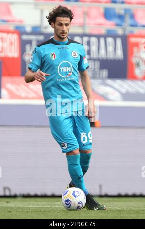 Luca Vignali von Spezia während des italienischen Fußballmatches der Serie A des FC Bologna im Renato Dall'Ara-Stadion in Bologna, Italien, 18. April 2021. Ph. Michele Nucci/LM Stockfoto