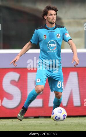 Luca Vignali von Spezia während des italienischen Fußballmatches der Serie A des FC Bologna im Renato Dall'Ara-Stadion in Bologna, Italien, 18. April 2021. Ph. Michele Nucci/LM Stockfoto