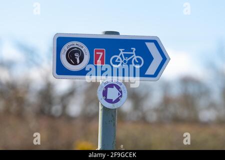 John Muir Way Radroute (Abschnitt 2) und Radroute 7 in der Nähe von Croftamie, Stirling Schottland, Großbritannien Stockfoto