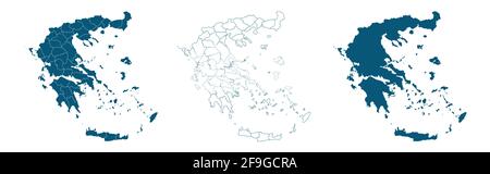 Griechenland Vektorkarte Isolierte Regionen. Vektorgrafik Stock Vektor