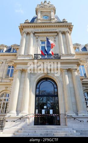 Das Rathaus des 3. Arrondissement von Paris ist eine Stadt oder ein Rathaus, das von 1864 bis 1867 erbaut wurde. Paris. Frankreich. Stockfoto