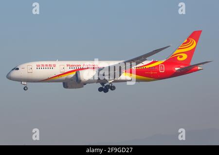 Los Angeles, USA - 22. Februar 2016: Hainan Airlines Boeing 787-8 am Flughafen Los Angeles (LAX) in den USA. Boeing ist ein Flugzeughersteller mit Sitz in i Stockfoto