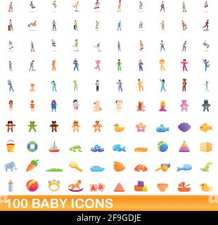 100 baby Symbole gesetzt. Cartoon Illustration von 100 baby Symbole Vektor auf weißem Hintergrund einstellen Stock Vektor