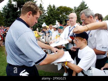 DER 35. RYDER CUP IM OAKLAND HILLS COUNTRY CLUB BLOOMFIELD TOWNSHIP, MICHIGAN. 16/9/2004 LEE WESTWOOD BILD DAVID ASHDOWNRYDERCUP GOLF Stockfoto