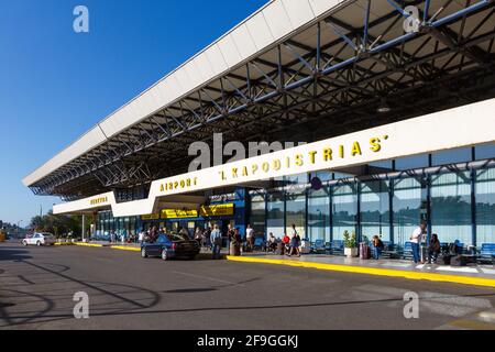 Korfu, Griechenland – 15. September 2017: Terminal am Flughafen Korfu (CFU) in Griechenland. Stockfoto