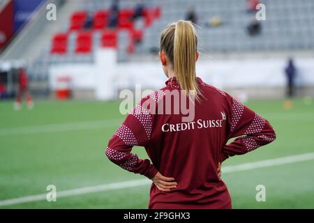 Thun, Schweiz. April 2021. Marilena Widmer während des UEFA Womens Championship Qualifier Playoff-Spiels zwischen der Schweiz und Tschechien in der Stockhorn Arena in Thun, Schweiz. Kredit: SPP Sport Pressefoto. /Alamy Live News Stockfoto