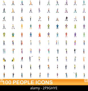 100 Personen Symbole gesetzt. Cartoon Illustration von 100 Personen Symbole Vektor auf weißem Hintergrund einstellen Stock Vektor