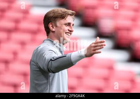 Kopenhagen, Dänemark. April 2021. Mikkel Kaufmann (29) vom FC Kopenhagen vor dem 3F Superliga-Spiel zwischen dem FC Kopenhagen und dem FC Nordsjaelland in Parken in Kopenhagen. (Foto: Gonzales Photo/Alamy Live News Stockfoto