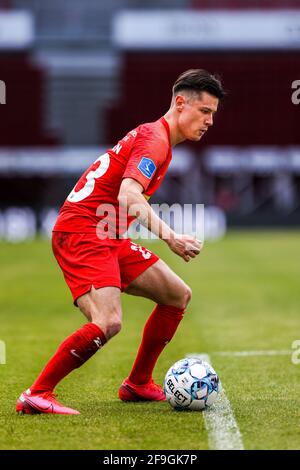 Kopenhagen, Dänemark. April 2021. Oliver Villadsen (23) vom FC Nordsjaelland beim 3F Superliga-Spiel zwischen dem FC Kopenhagen und dem FC Nordsjaelland in Parken in Kopenhagen. (Foto: Gonzales Photo/Alamy Live News Stockfoto