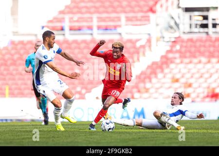 Kopenhagen, Dänemark. April 2021. Simon Adingra (17) vom FC Nordsjaelland beim 3F Superliga-Spiel zwischen dem FC Kopenhagen und dem FC Nordsjaelland in Parken in Kopenhagen. (Foto: Gonzales Photo/Alamy Live News Stockfoto