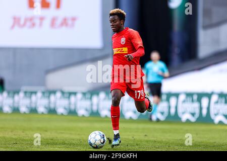 Kopenhagen, Dänemark. April 2021. Simon Adingra (17) vom FC Nordsjaelland beim 3F Superliga-Spiel zwischen dem FC Kopenhagen und dem FC Nordsjaelland in Parken in Kopenhagen. (Foto: Gonzales Photo/Alamy Live News Stockfoto