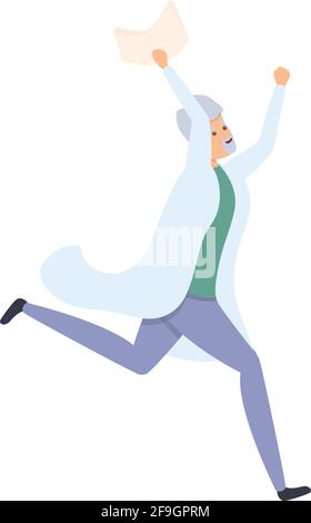 Happy Running Scientist Icon. Cartoon von Happy Running Wissenschaftler Vektor-Symbol für Web-Design auf weißem Hintergrund isoliert Stock Vektor