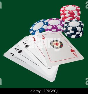 Aces Poker Karten Spiel Vorlage Stock Vektor