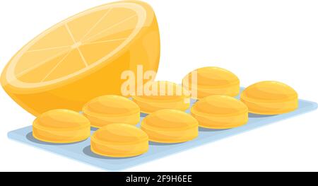 Symbol für Hustentropfen von Zitrone. Cartoon von Zitrone Husten Tropfen Vektor-Symbol für Web-Design isoliert auf weißem Hintergrund Stock Vektor