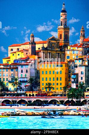 Blick auf Menton an der Côte d'Azur in Frankreich Stockfoto