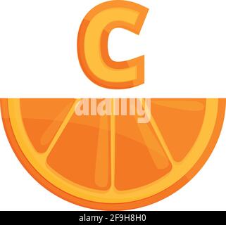 Orangefarbenes Vitamin-Symbol. Cartoon von Orange Vitamin-Vektor-Symbol für Web-Design isoliert auf weißem Hintergrund Stock Vektor