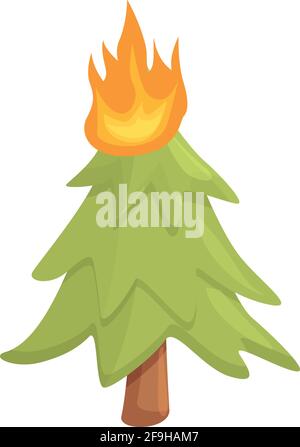Symbol „Tannenbaum in Flammen“. Cartoon von Tannenbaum in Flamme Vektor-Symbol für Web-Design isoliert auf weißem Hintergrund Stock Vektor