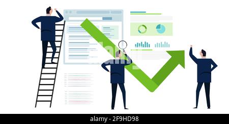 Bounce-Rate-Analyst, der die Anzahl der Besucher überprüft, die die Website verlassen Abprallendes Symbol Stock Vektor