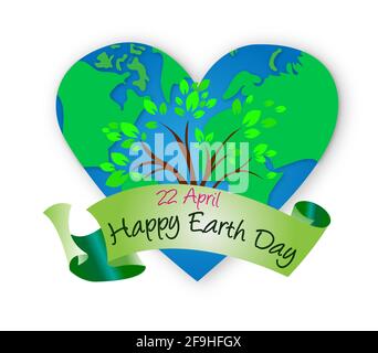 Der Earth Day ist eine jährliche Veranstaltung, die am 22. April weltweit gefeiert wird, um die Unterstützung für den Umweltschutz zu demonstrieren. Vektorgrafik. Stockfoto