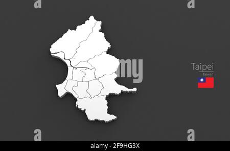 Stadtplan Von Taipei. 3D-Kartenserie von Städten in taiwan. Stockfoto