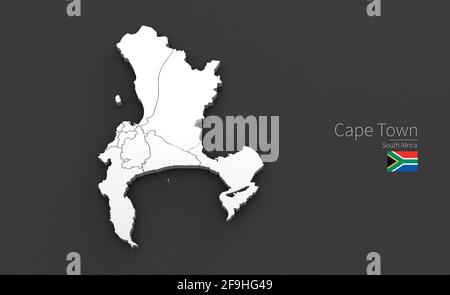 Stadtplan von Kapstadt. 3D-Kartenserie von Städten in Südafrika. Stockfoto
