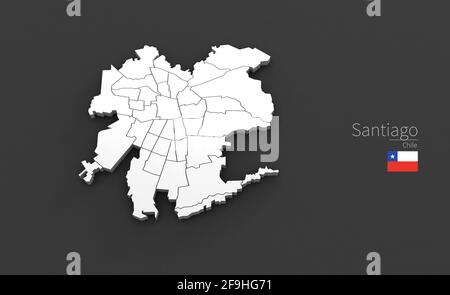 Stadtplan Von Santiago. 3D-Kartenserie von Städten in Chile. Stockfoto