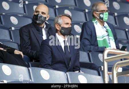 Direktor des PSG Jean-Claude Blanc während des französischen Ligue 1 Fußballspiels zwischen Paris Saint-Germain (PSG) und AS Saint-Etienne (ASSE) am 18. April 2021 im Stadion Parc des Princes in Paris, Frankreich - Foto Jean Catuffe / DPPI / LiveMedia Stockfoto