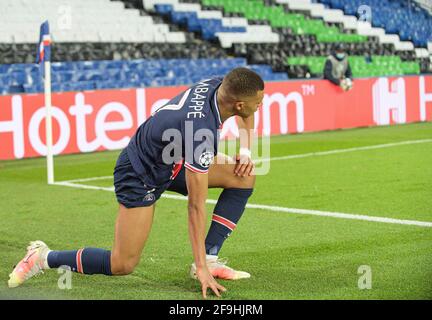 Kylian MBAPPE (PSG) Soccer Champions League, Viertelfinalspiel, Paris St. Germain (PSG) - FC Bayern München (M) 0:1, am 13. April 2021 in Paris/Frankreich. â Verwendung weltweit Stockfoto