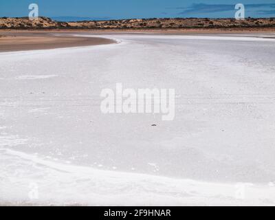 Salt Lake in der Nähe des Lake Macleod auf der Blowholes Rd bei Carnarvon, Westaustralien Stockfoto