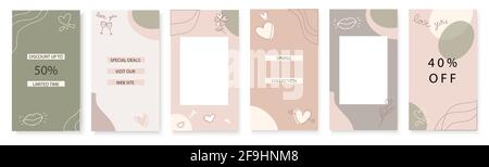 Vektor-Set von abstrakten kreativen Hintergründen in minimalem trendigen Stil Mit Platz für Text und Foto - Design-Vorlagen Für Social-Media-Geschichten und Stock Vektor