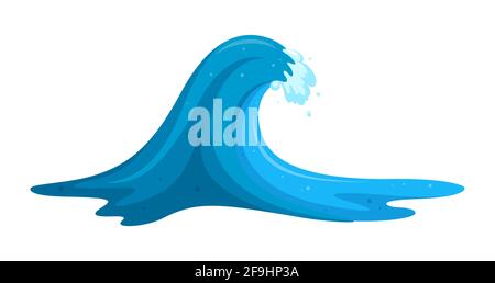 Überschwemmungen oder Wellenreiten. Natürliche Pipeline-Welle zum Surfen. Cartoon-Vektorgrafik Stock Vektor