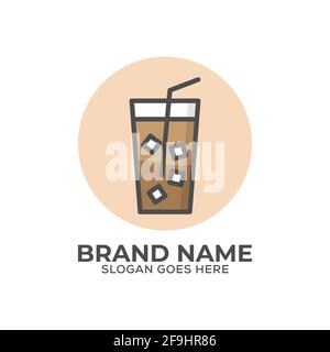 Ice Coffee Logo Icon mit flachem Design, kann Coffee Shop oder Café und Bar Logo Icon Vorlage verwendet Stock Vektor